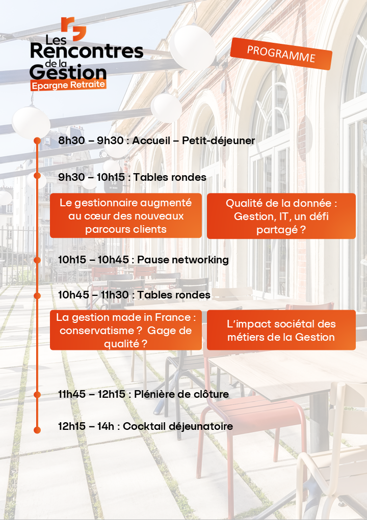Déroulé de la matinée des Rencontres de la Gestion